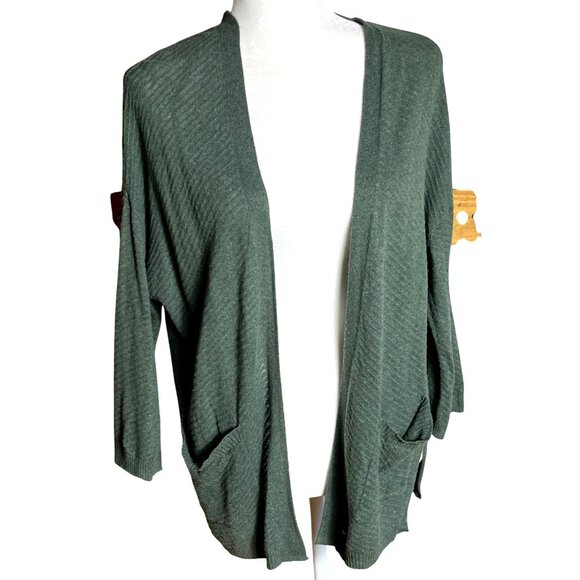 Old Navy Sweater Cardigan Open Green Lightweight 3/4 Slv Rayon Cotton Womens XS - Picture 1 of 5